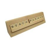 Wholesale - 9x2 BEACH PLEASE Print Puzzle Piece Nat Wedge Wood Tabletop, UPC: 651961759034